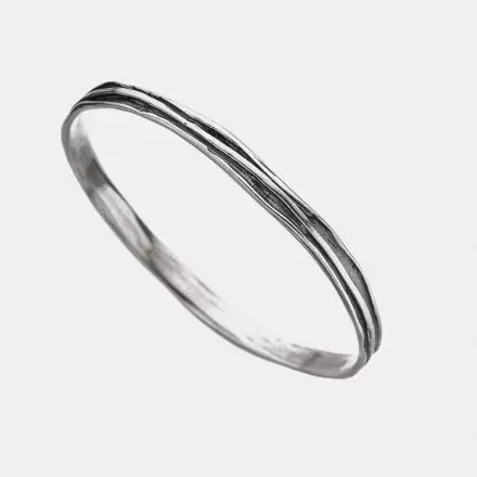 Silver Bangle with wavy bands
