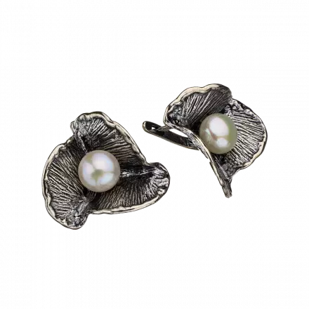 Silver Earrings with Pearl