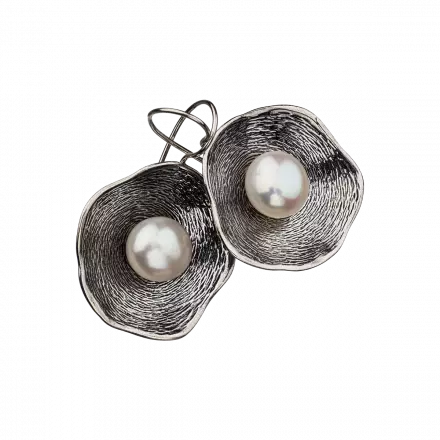 Silver Earrings with Pearl