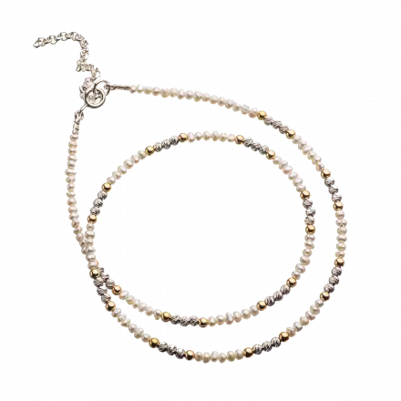Dainty Necklace composed of pearls and small goldfilled balls