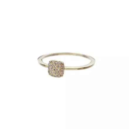 9k Gold Hoop Ring with Center Square set with Diamonds 0.11ct