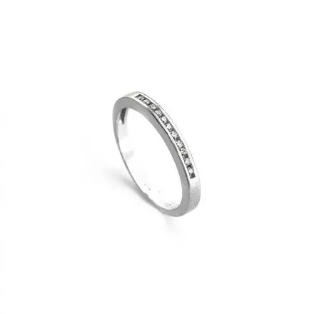 9k White Gold straight-edged Hoop Ring set all round with Diamonds 0.10ct