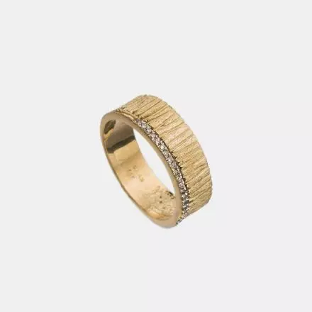14K Gold Textured Ring Diamonds 0.10ct