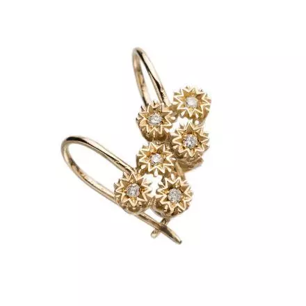 9K Gold Earrings with Three Stars Diamonds 0.10ct