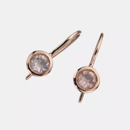 14K Rose Gold Earrings Semiprecious Rose Quartz