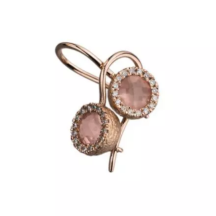 14K Rose Gold Earrings Rose Quartz and Diamonds 0.22ct