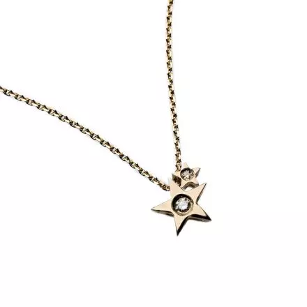 9K Gold Necklace with Three Stars Diamonds 0.04ct