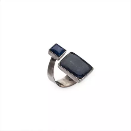 Silver Ring with Sodolite and Lapis