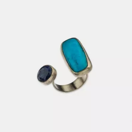Silver Ring with Turquize and Lapis