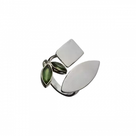 Unique geometric Silver Ring set with serpentine stones