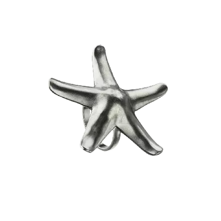 Handcrafted Frosted Starfish Silver Ring
