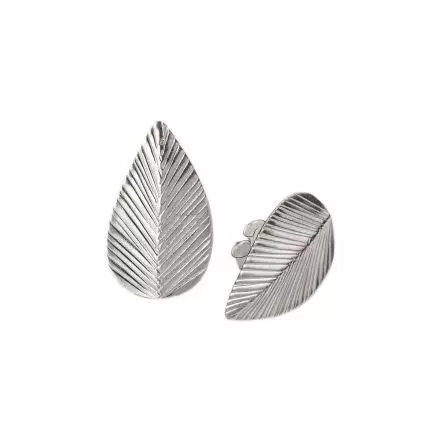 Studded Leaf Silver Earring
