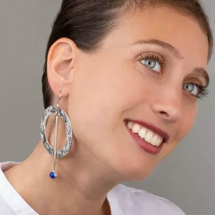 Silver Earrings and Lapis