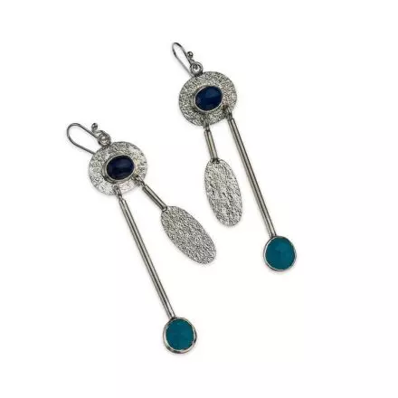 Silver Earrings with Turquize and Lapis