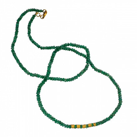 14k Gold Necklace with Colombian Emerald 32ct