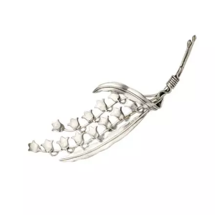 Shiny Silver Tulip Brooch with Frosted Branches