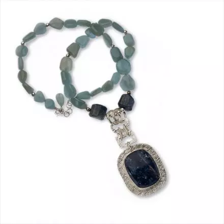 Silver Necklace with Milki Aqua