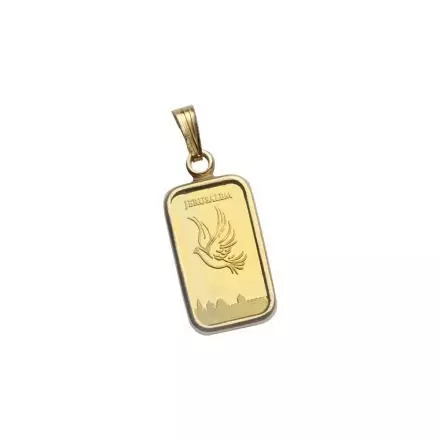 1 Gram Fine Gold Bar mounted in 0.3 gram 14k Gold Pendant