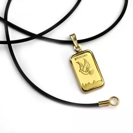 Black Cord Necklace with 1g 999.9 Gold Dove Bar Pendant