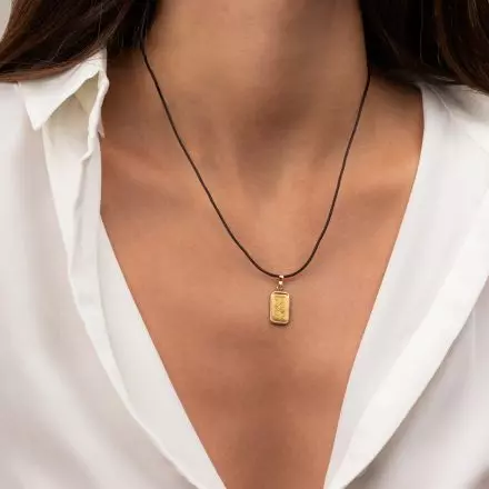 Black Cord Necklace with 1g 999.9 Gold Bar Pendant