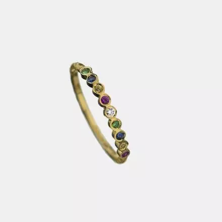 14k Gold Ring with Sapphires and Diamonds 0.02ct 