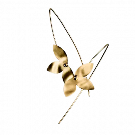 14K Gold Petals Earrings with Diamonds 0.04ct
