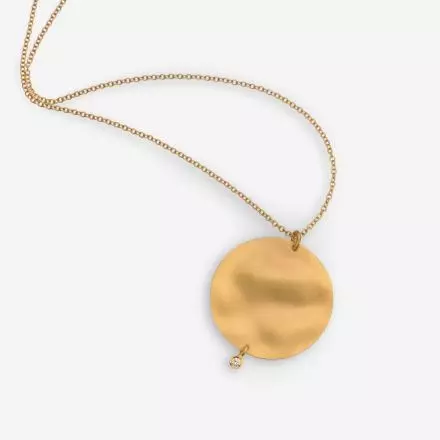 14K Gold Coin Necklace with Diamonds 0.02ct