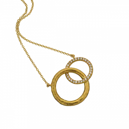 14k Gold Necklace with diamonds, 16 points