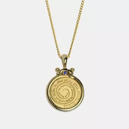 14K Gold Necklace with ″Wheel of Blessings″ Medal