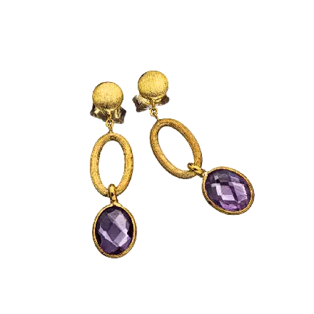 14k Gold Stud Earrings mounted with Amethyst