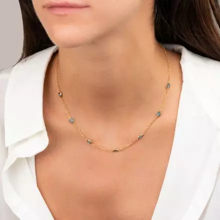 14k Gold Necklace special cut London Blue Topaz