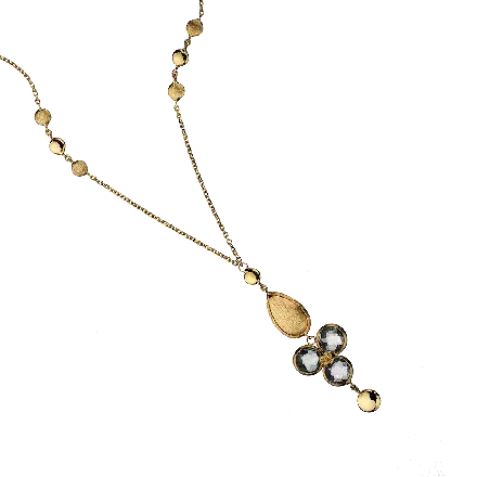 14k Gold Blue Topaz Pendant Necklace