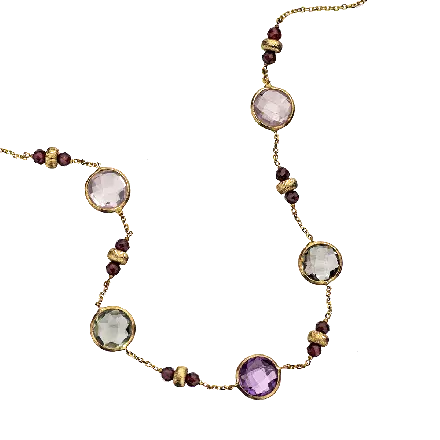 14K Gold Necklace with Natural Gemstones