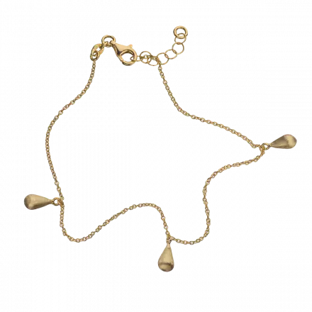 14k Gold Foot Chain with 3 dangling frosted gold droplets along it