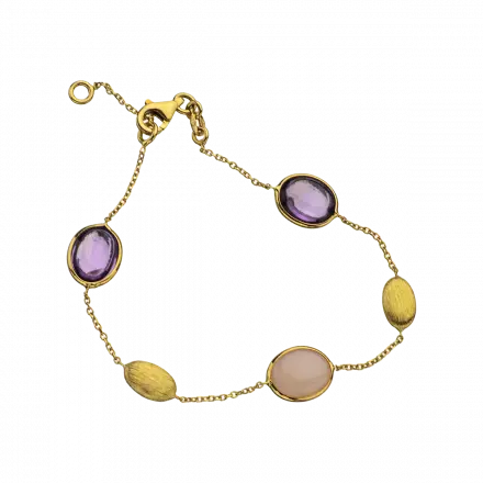 14K Gold Bracelet with Amethyst and Opal