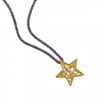Silver Necklace with 10K Gold Star Pendant
