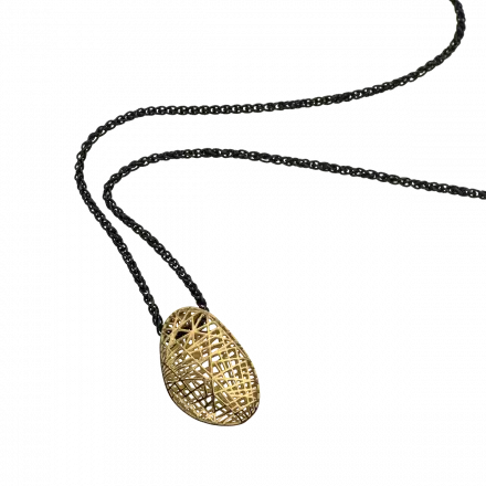 Silver Necklace with 9K Gold Egg alike Pendant