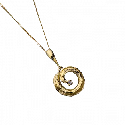 14k Gold Swirl Necklace with diamonds 0.026 ct