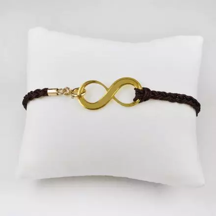 Leather Bracelet with Gold-Plated "Infinity" Decoration