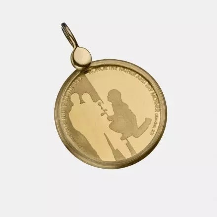 14K Gold ″Honor Thy Father and Thy Mother″ Medal Pendant
