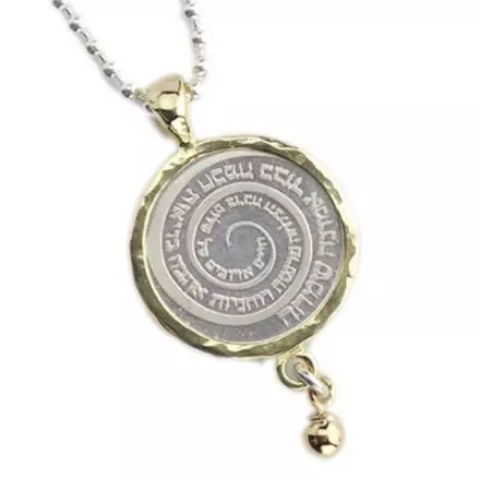 Silver Necklace with 14k Bezel and Wheel of Blessing Medal