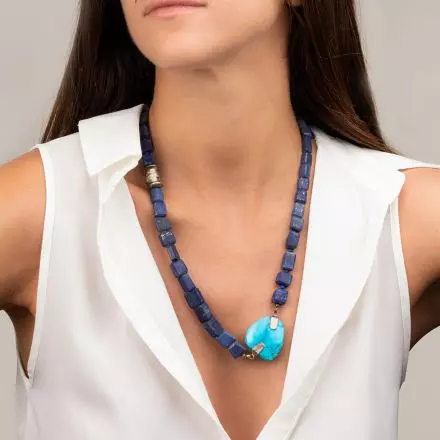 Lapis Necklace with Turquoise Stone