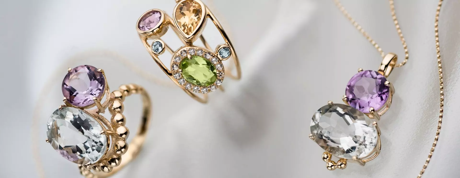 Rainbow Collection | 14K Gold Jewelry with Blue Topaz, Citrine, Amethyst and Peridot