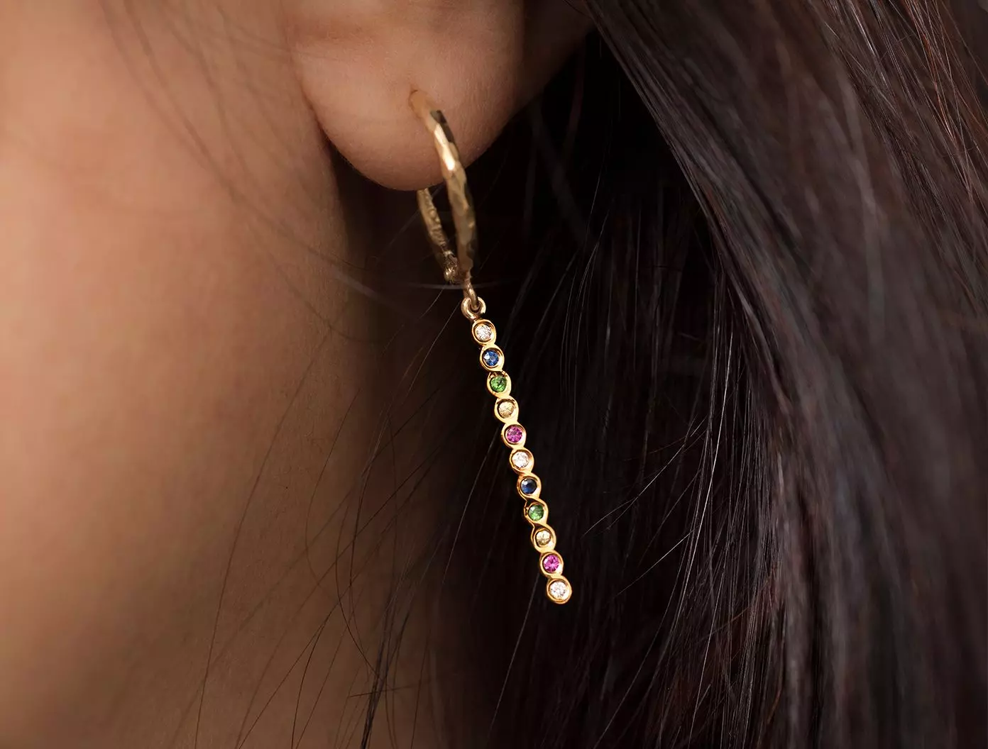 14k Gold Gypsy Earrings with Sapphires