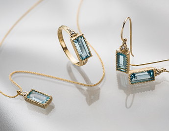 Blue Transluscence Collection | 14K Gold Jewelry with Blue Topaz and Diamonds