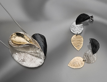 Three Tone Petals Collection | White, Oxidized & Gilded Silver Jewelry