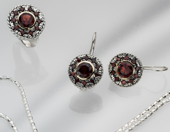 Twilight Collection | 925 Sterling Silver & 9K Gold Jewelry with Garnet