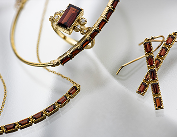 Poppies Collection |14K Gold Jewelry with Garnet and Diamonds