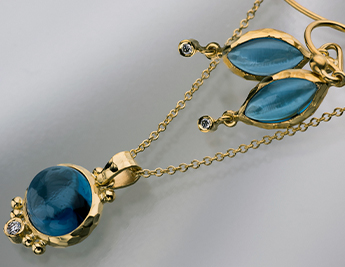 Nefertiti Collection | 14K Gold Jewelry with London Blue Topaz and Diamonds