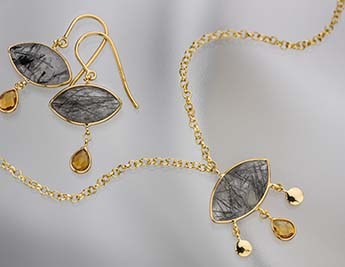 Cleopatra Collection | 14K Gold Jewelry with Rutile Quartz and Citrine